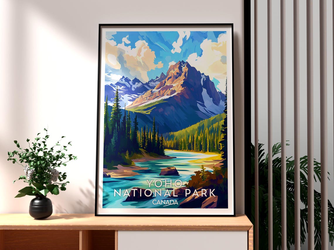 Yoho National Park Canada Turquoise River Jagged Peaks Forest Poster