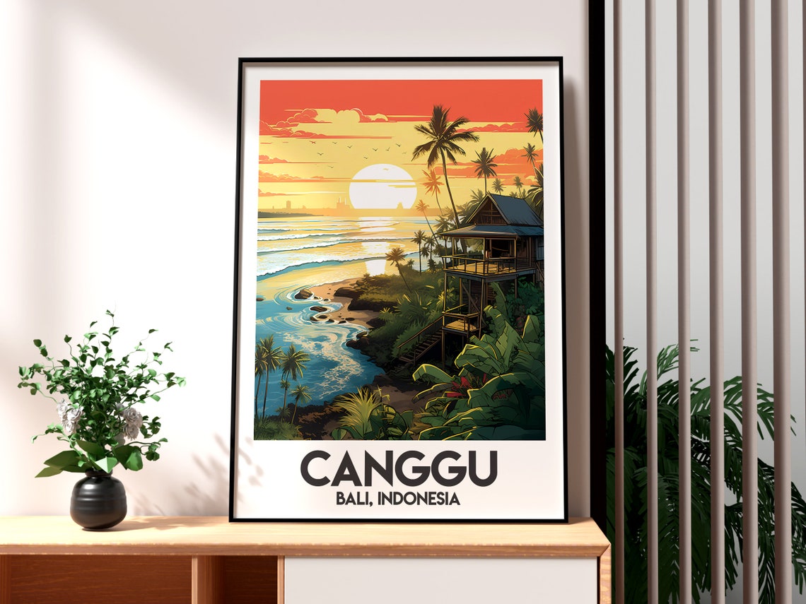Canggu Bali Indonesia Sunset Beach Surf Paradise Travel Poster