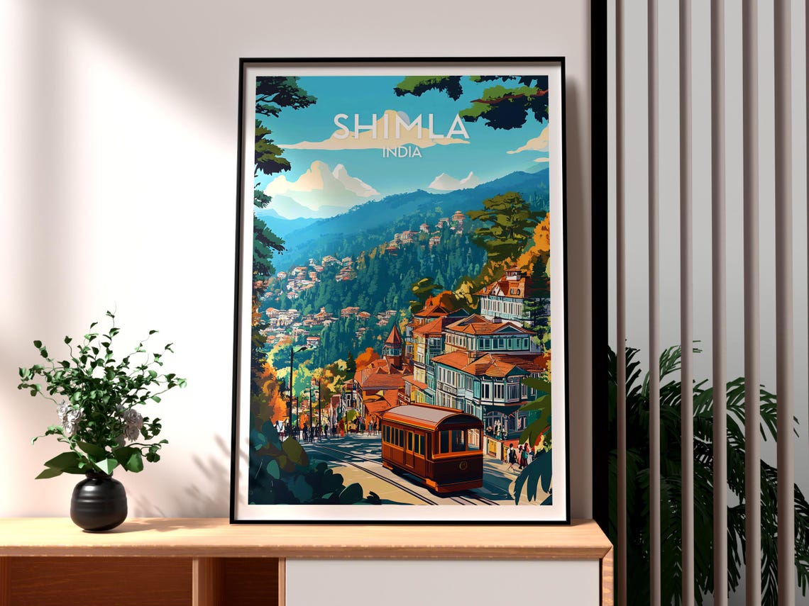 Shimla India Hill Station Tram Colonial Street Mountains Poster