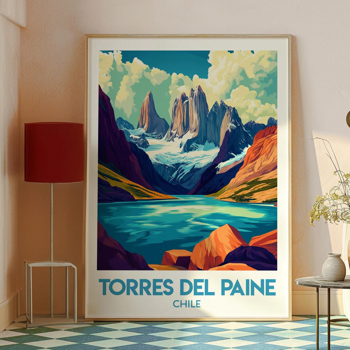 Torres Del Paine Chile Patagonia Mountain Peaks Lake View Poster - Image 2