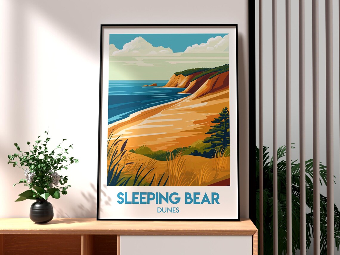 Sleeping Bear Dunes National Lakeshore Print United States Wall Art National Park Art Travel Wall Art Michigan Poster Michigan Art - Image 3