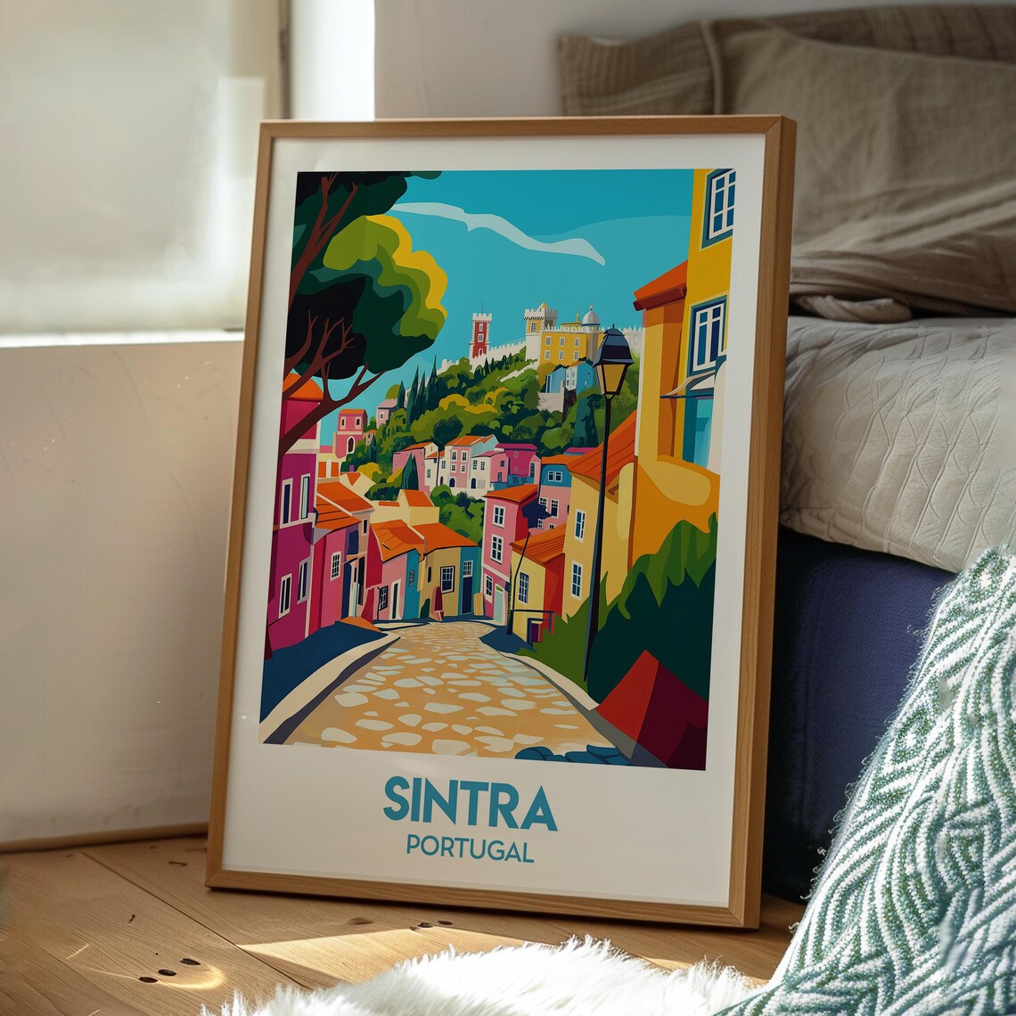 Sintra Portugal Hillside Palace Town Cobbled Street Travel Poster - Image 3