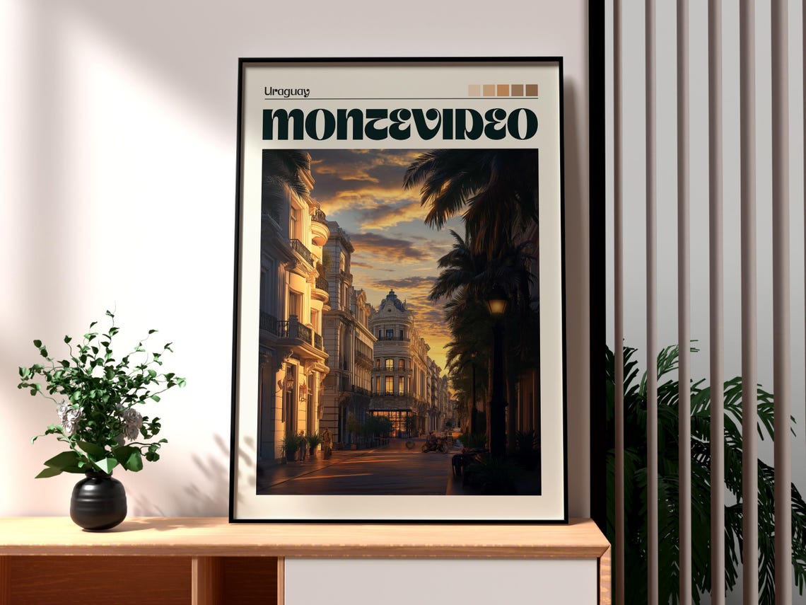 Montevideo Poster Uruguay Art Travel Print Wall Backpacking South America