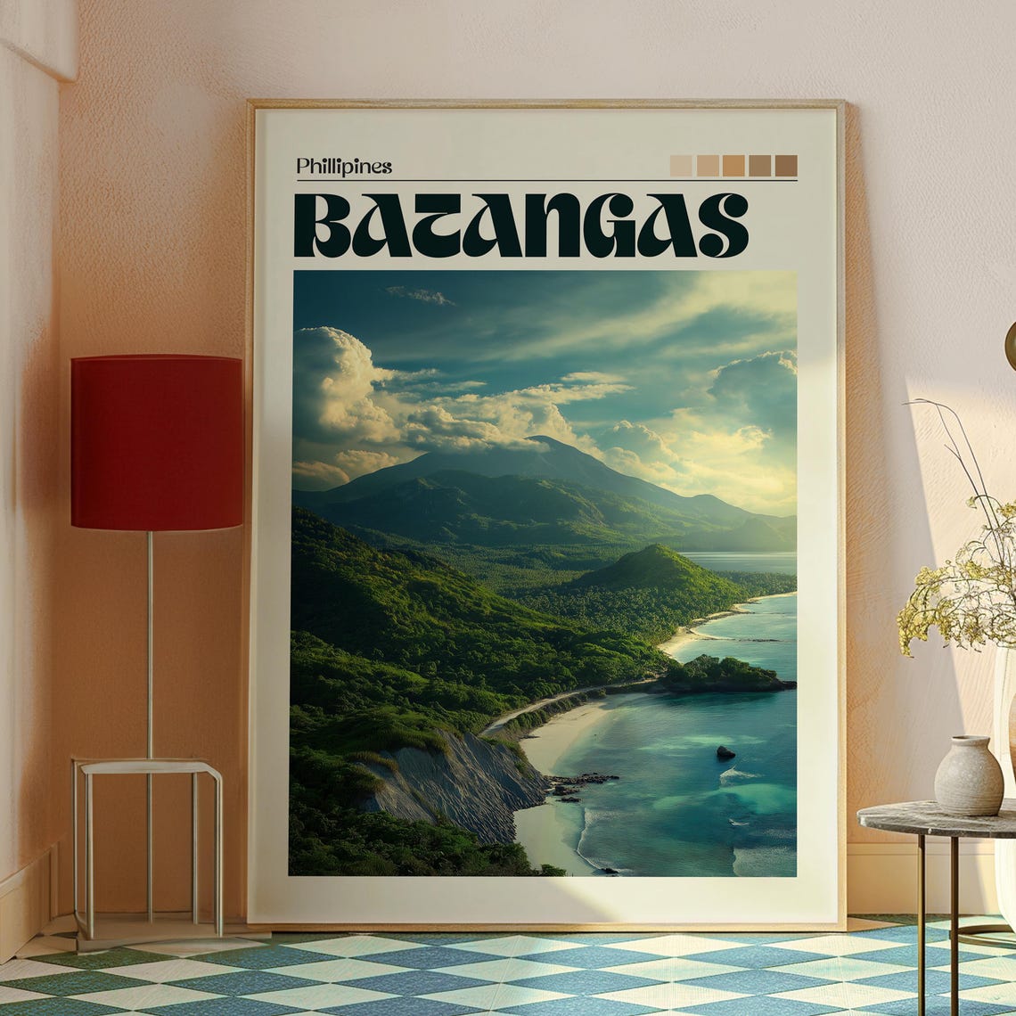 Batangas Philippines Coastal Mountain Bay Sunset Travel Art Poster - Image 2