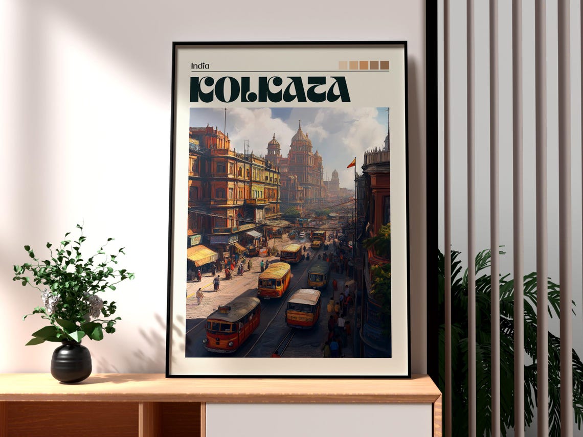 Kolkata India Colonial Street Tram Heritage Vintage Photo Poster