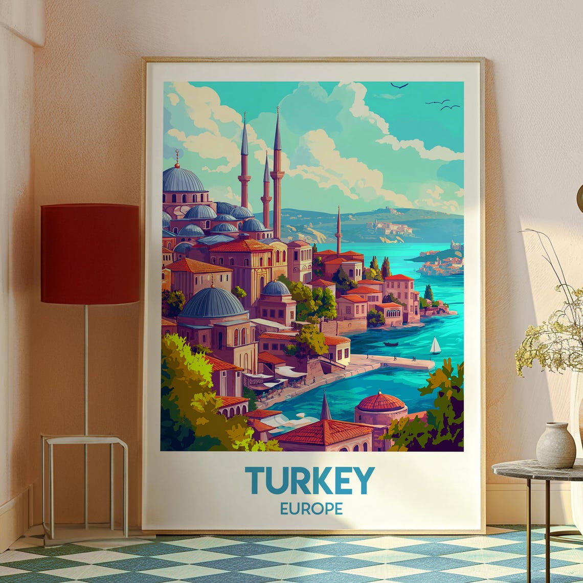 Turkey Istanbul Mosque Skyline Bosphorus Sunset Travel Poster - Image 2