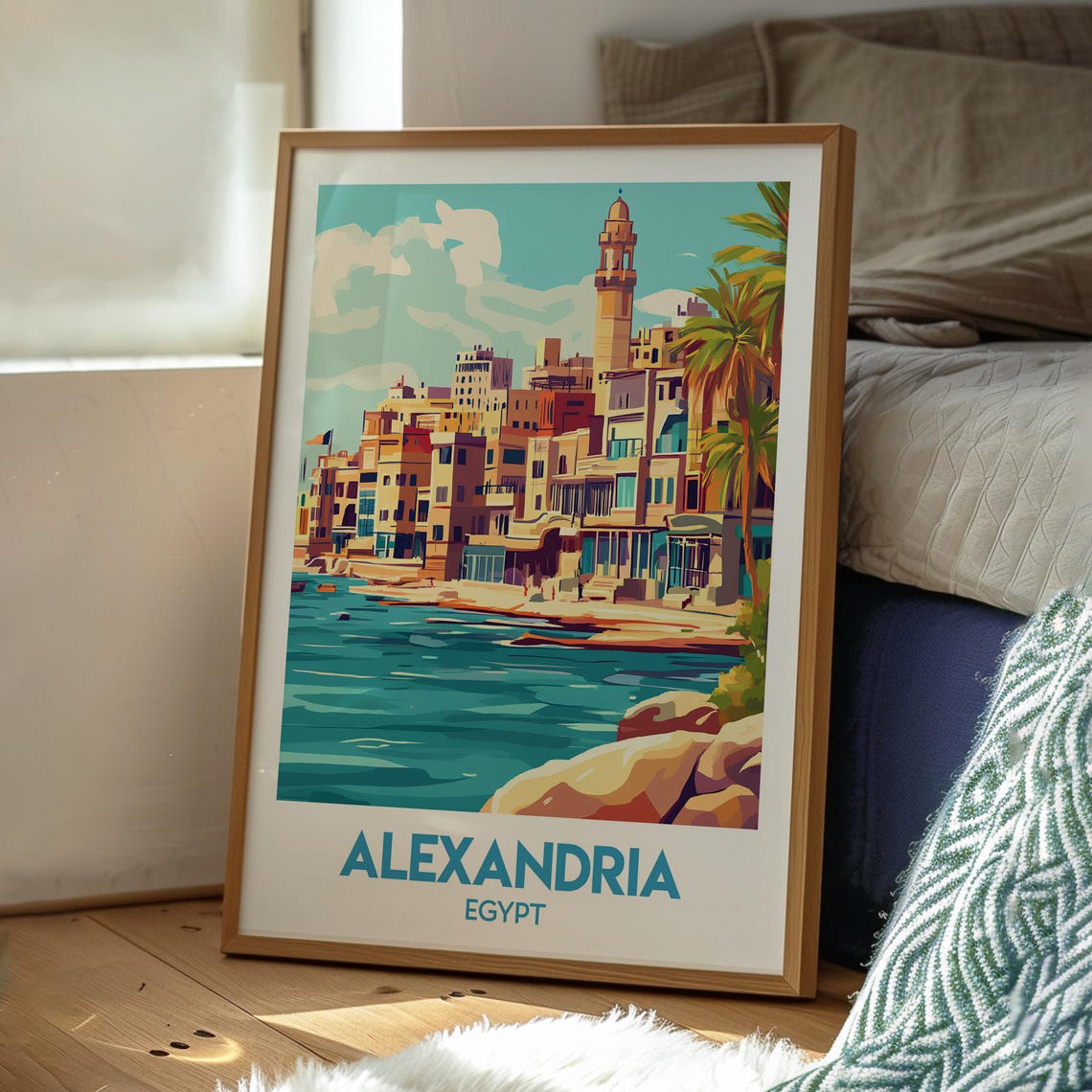 Alexandria Egypt Waterfront Old Town Harbor View Travel Poster - Image 3