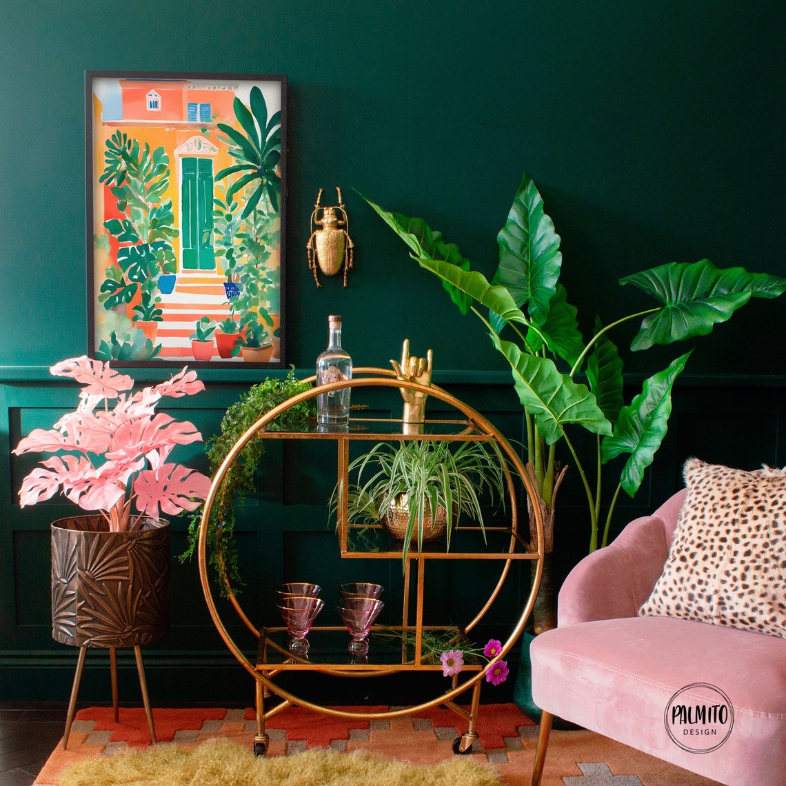 Terracotta Villa Doorway Green Shutters Potted Plants Art Poster - Image 2