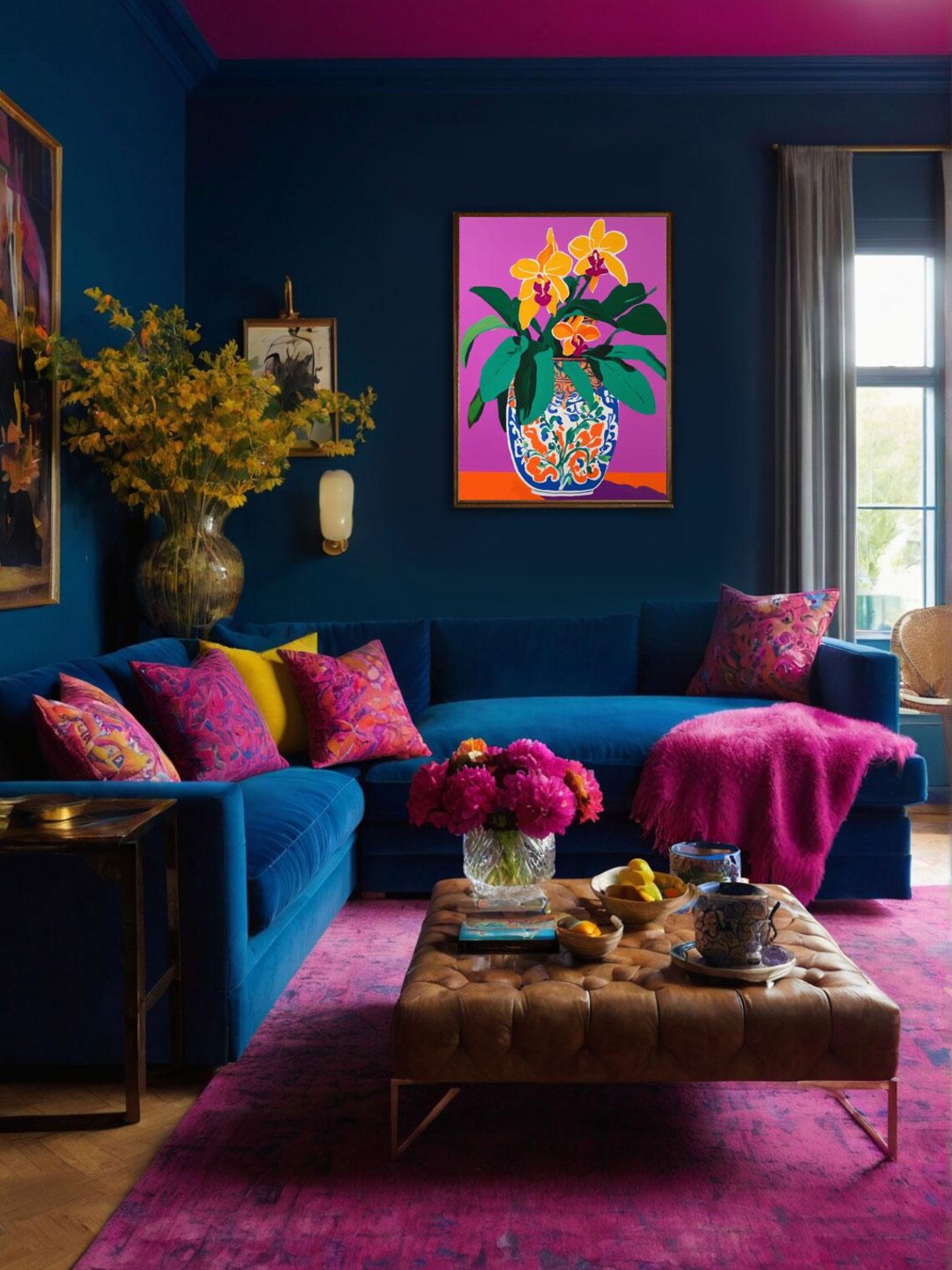 Violet Floral Print, Eclectic Botanical Poster - Image 3