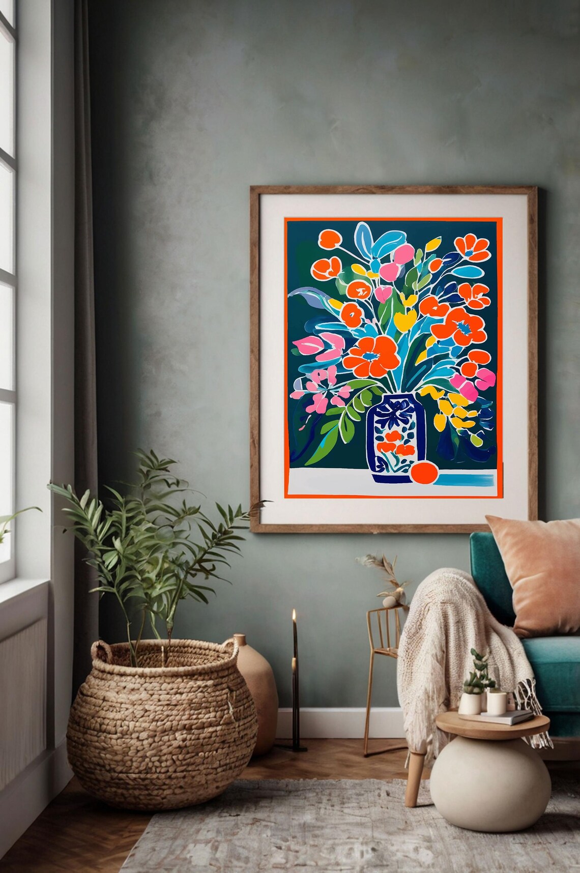 Colorful Flower Vase Botanical Floral Art Print - Image 4