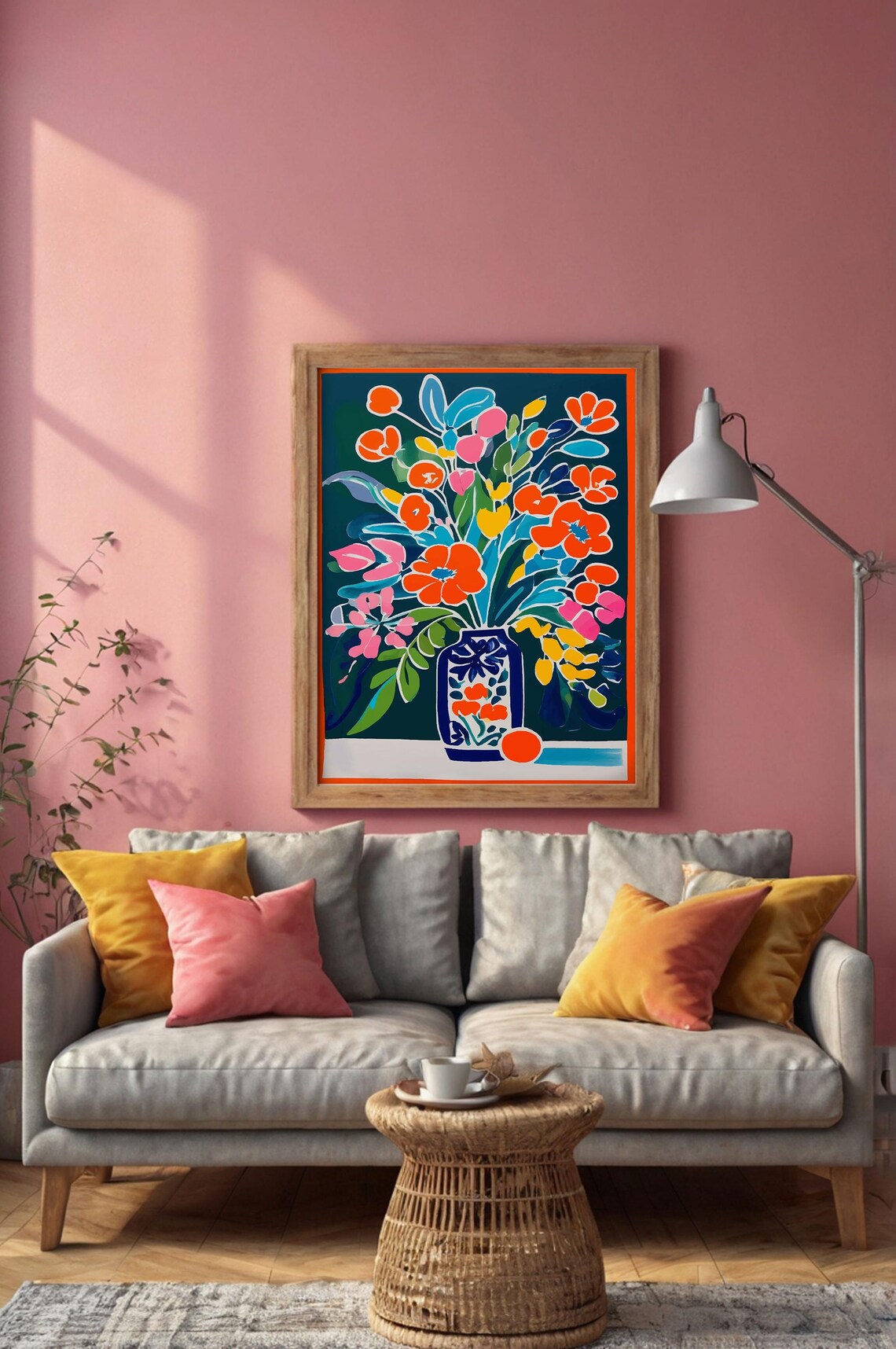 Colorful Flower Vase Botanical Floral Art Print - Image 2