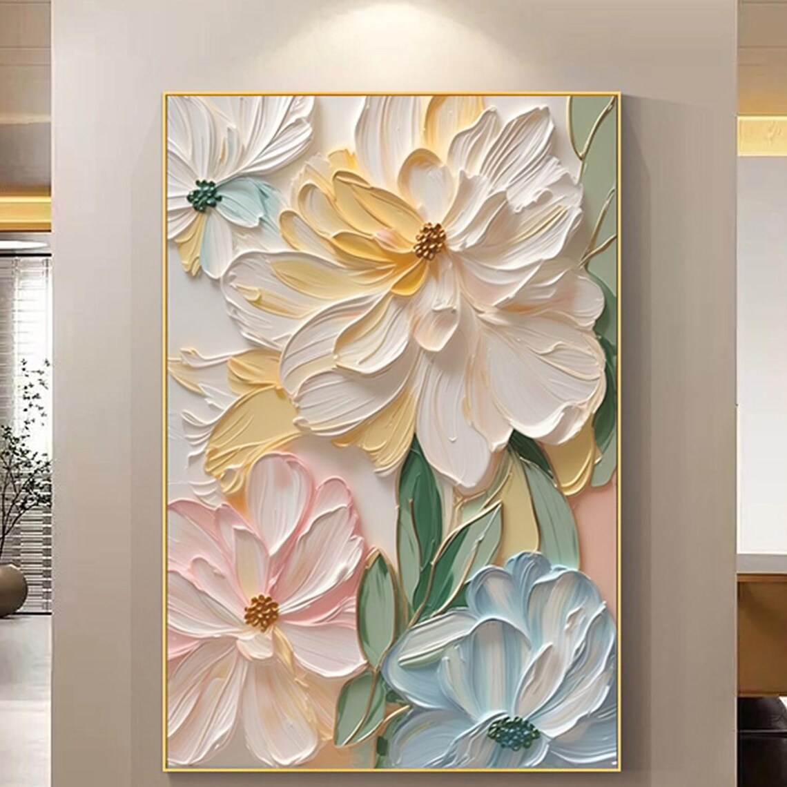 Christmas Abstract Pink Flower Wall Art Print