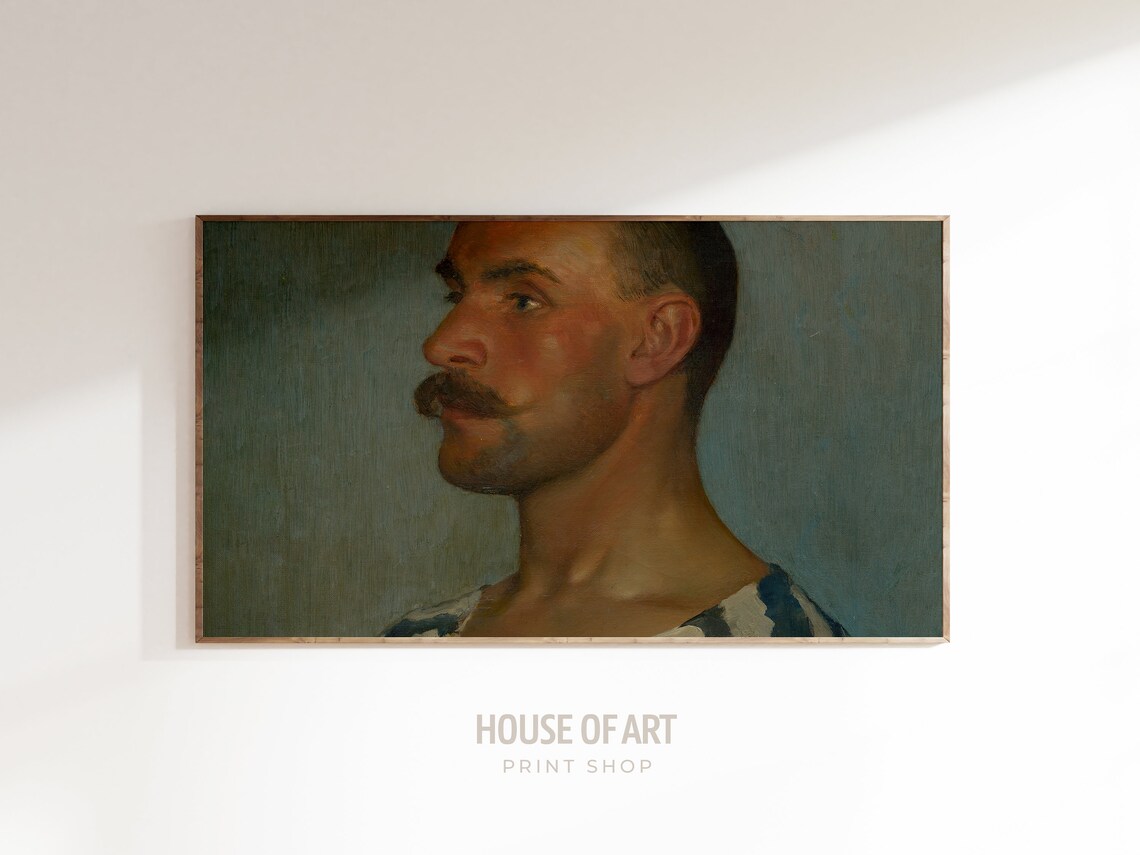 Vintage Portrait of a Man With Moustache Art Print - Image 3
