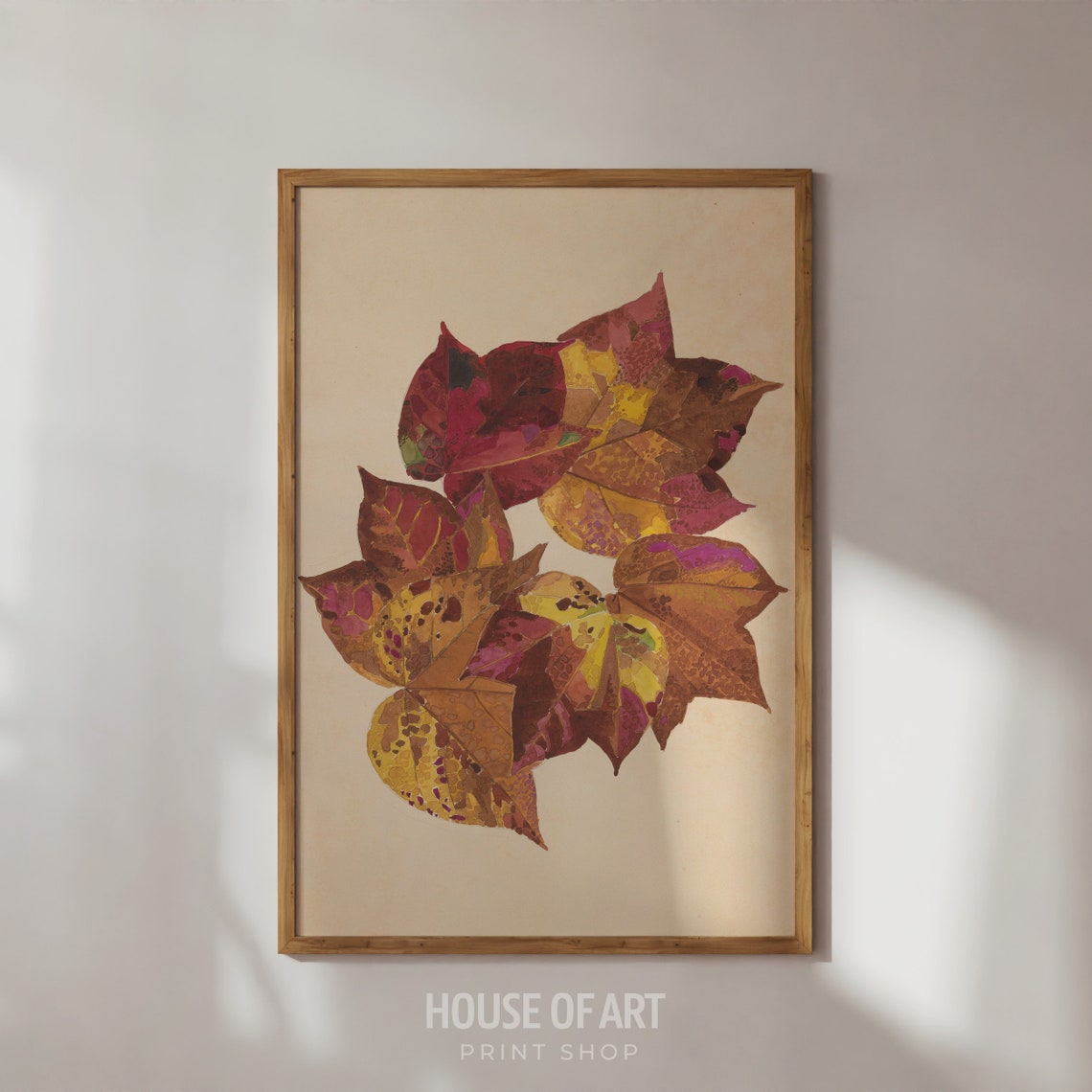 Autumn Leaves Watercolor Still Life Fall Foliage Botanical Art Print