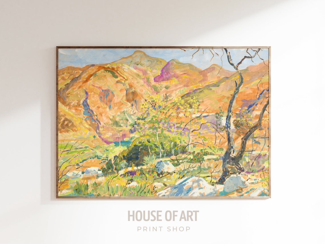 Colorful California Canyon Mountains Impressionist Landscape Print