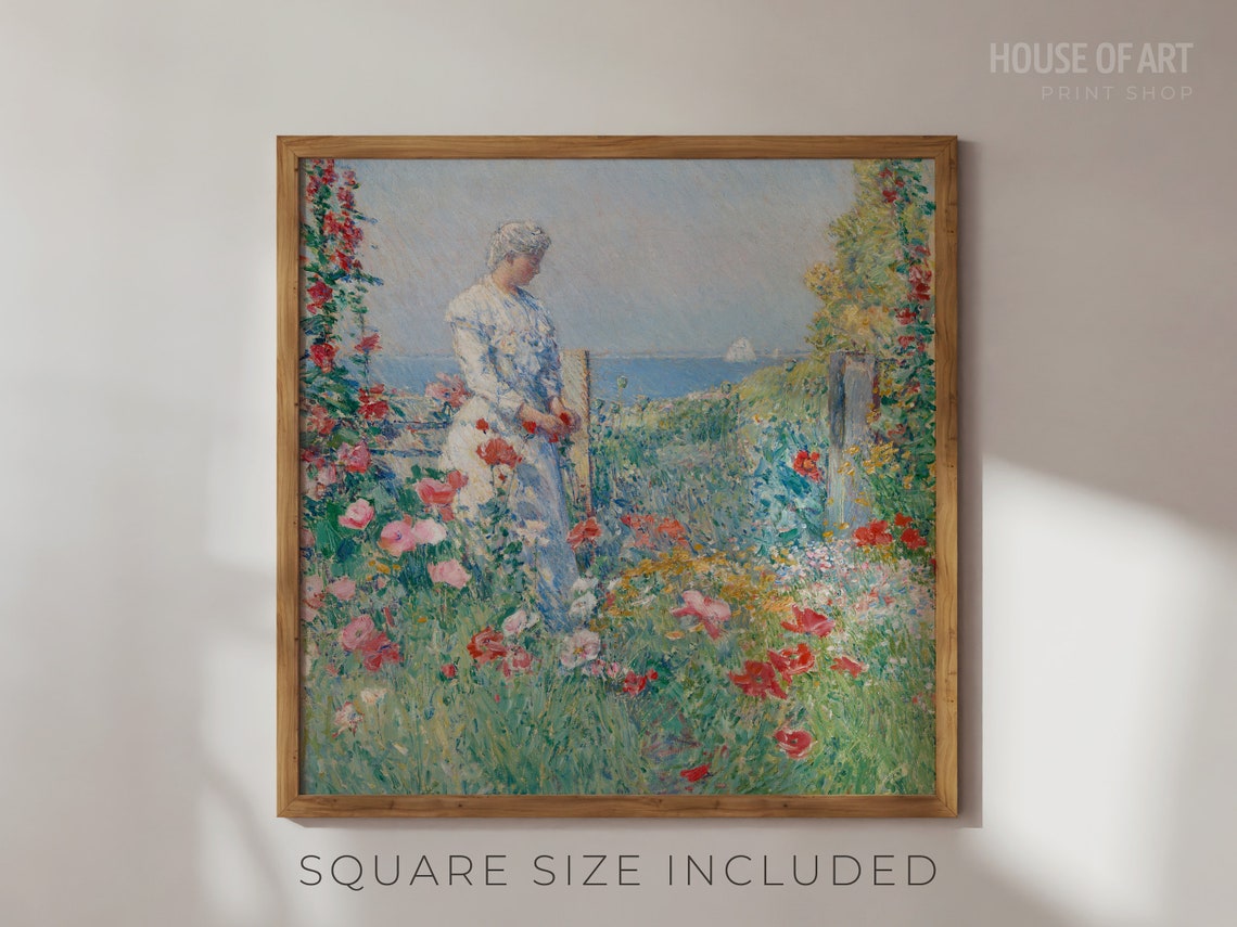 Woman In Garden Painting Portrait Painting Flower Garden Oil Painting California Poppy Art Gallery Wall Print Wall Art - Image 2