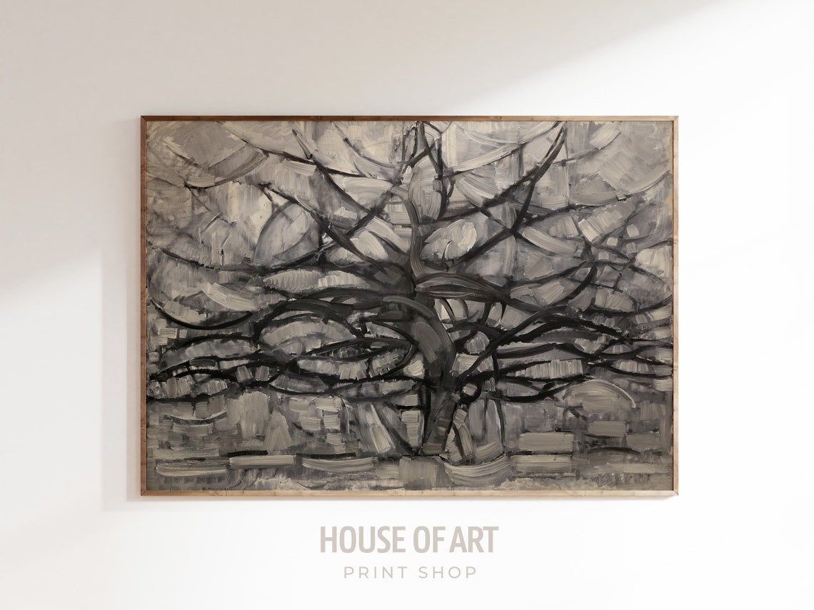 Piet Mondrian Gray Tree 1911 Cubist Monochrome Oil Painting Art Print