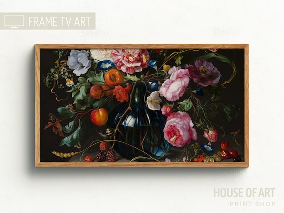 Moody Flowers Frame Tv Art Vintage Flower Still Life Painting Moody Floral Tv Background Dark Farmhouse Decor Frame Tv Art 4k