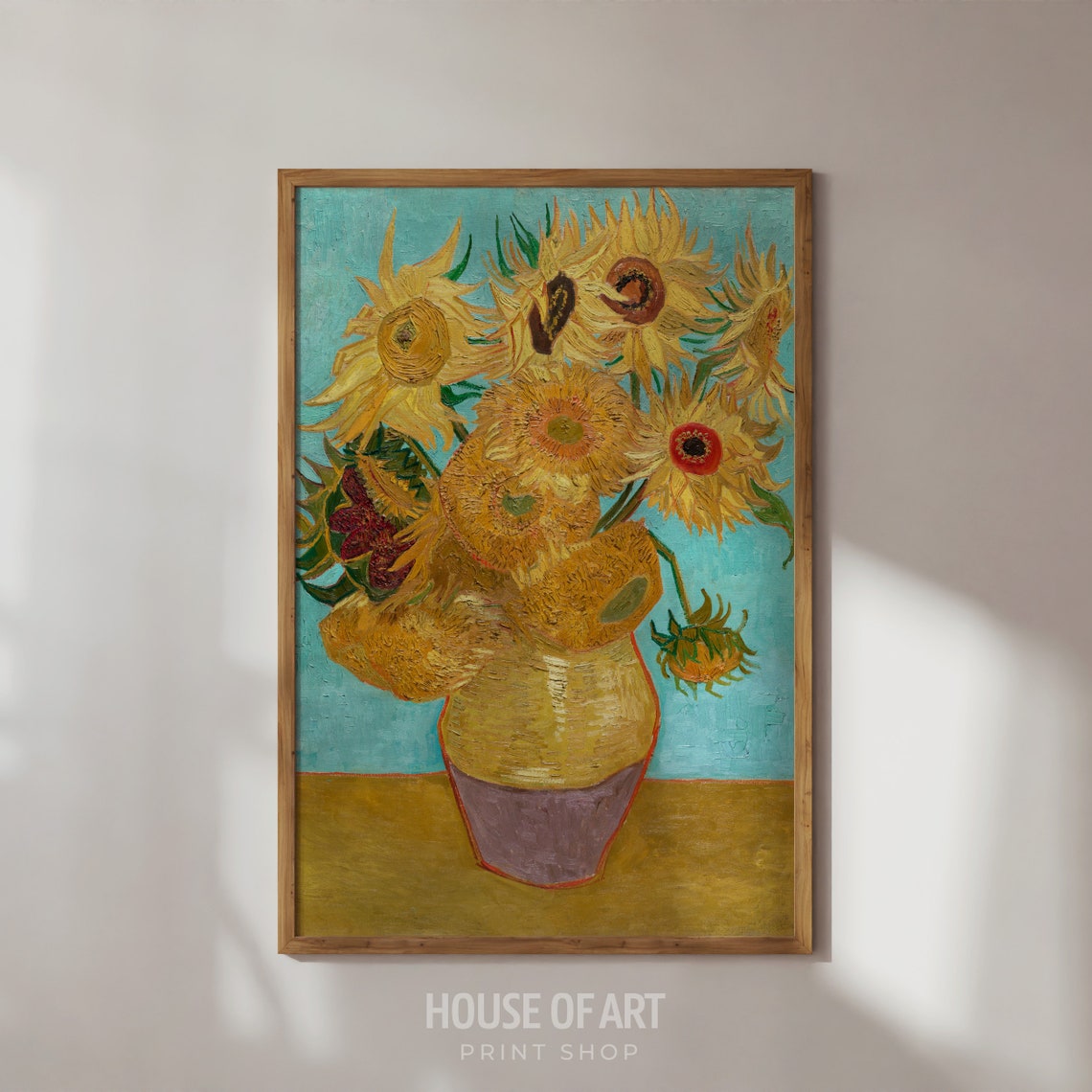 Sunflowers Oil Painting Vase With Bouquet Of Flowers Vintage Still Life Painting Famous Artwork Floral Wall Art