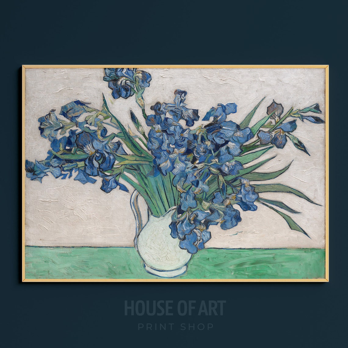 Irises Oil Painting Garden Flowers Bouquet Purple Flowers Art Bright Floral Print Flower Still Life Spring Bouquet Wall Art - Image 3