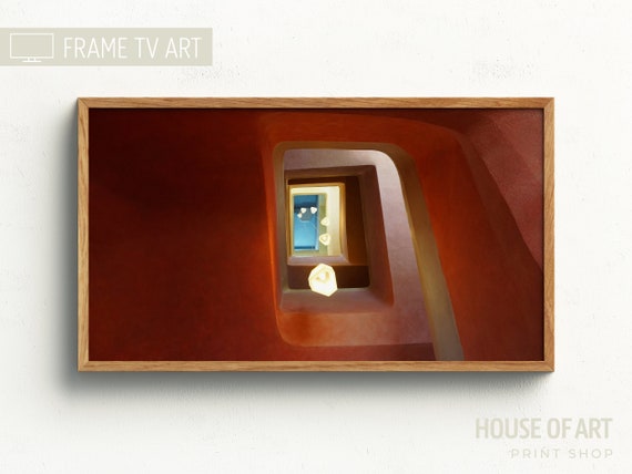 Frame Tv Art Modern Architecture Photography Geometric Contemporary Interior Design Goetheanum Red Pink Print