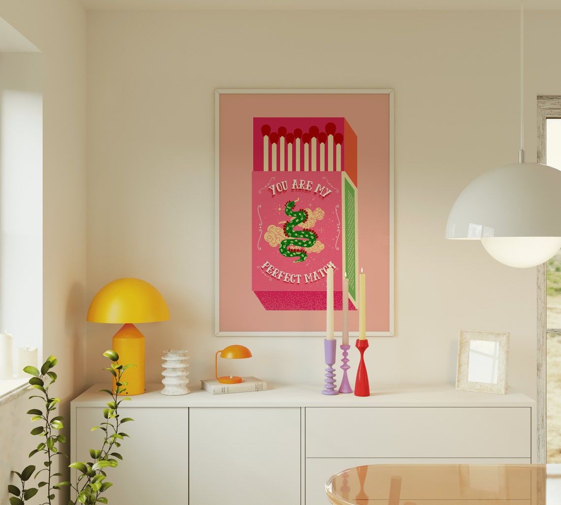 Pink Matchbox You Are My Perfect Match Dragon Romance Poster - Image 5
