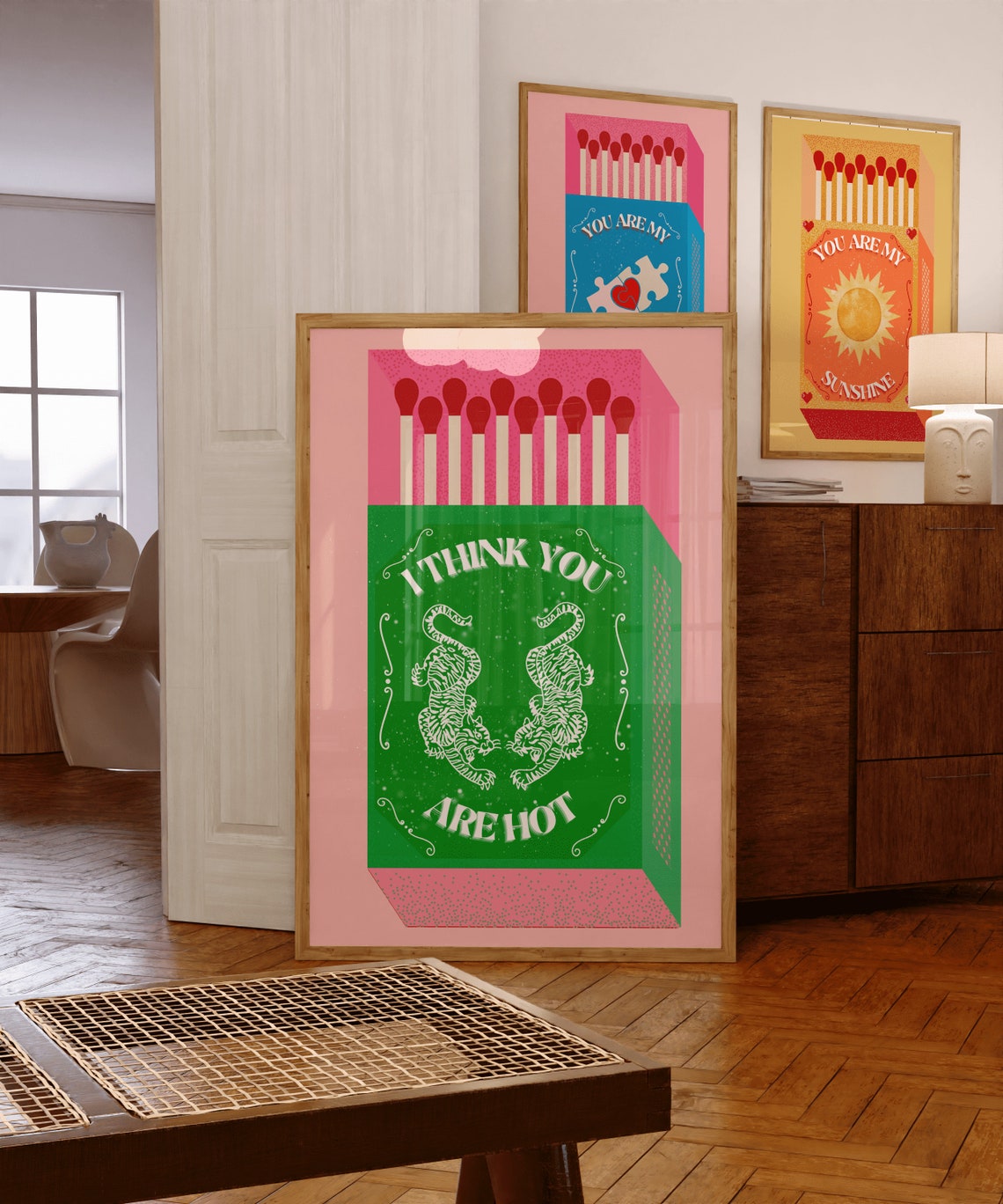 Tiger Matchbox Green Art Print
