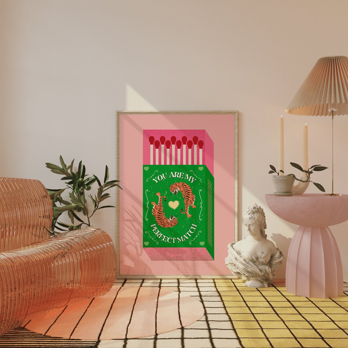 You Are My Perfect Match Green Matchbox Tiger Love Quote Poster - Image 4