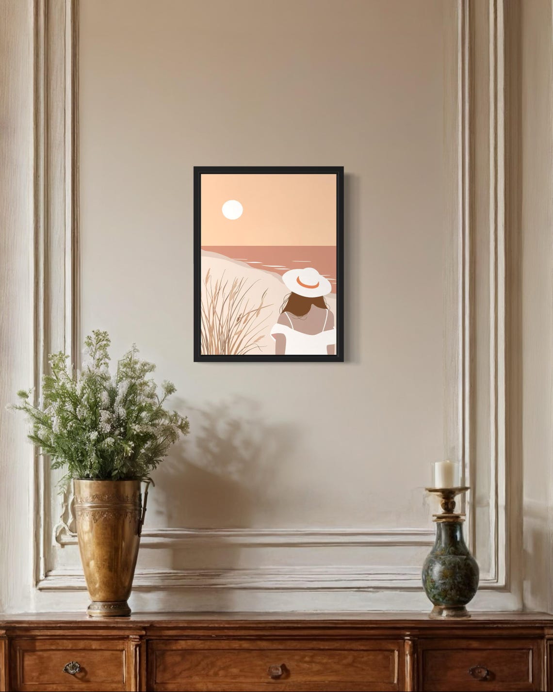Female At Beach Boho Art Print - Image 2
