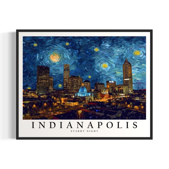 Indianapolis Starry Night Art Print Van Gogh Indianapolis Poster Wall Art Original Indianapolis Painting Decor