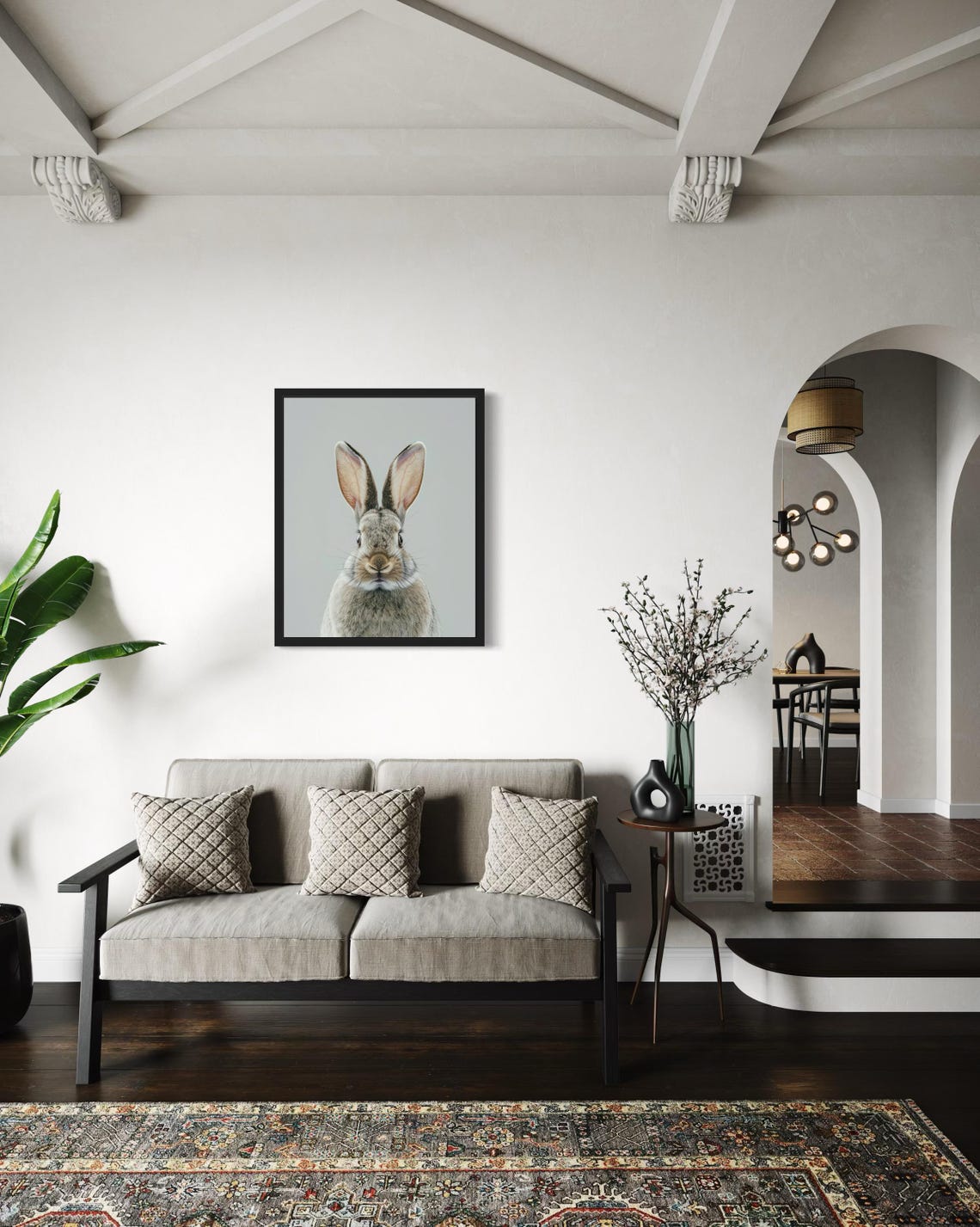 Alert Wild Rabbit Face Front Minimalist Wildlife Photo Poster - Image 4