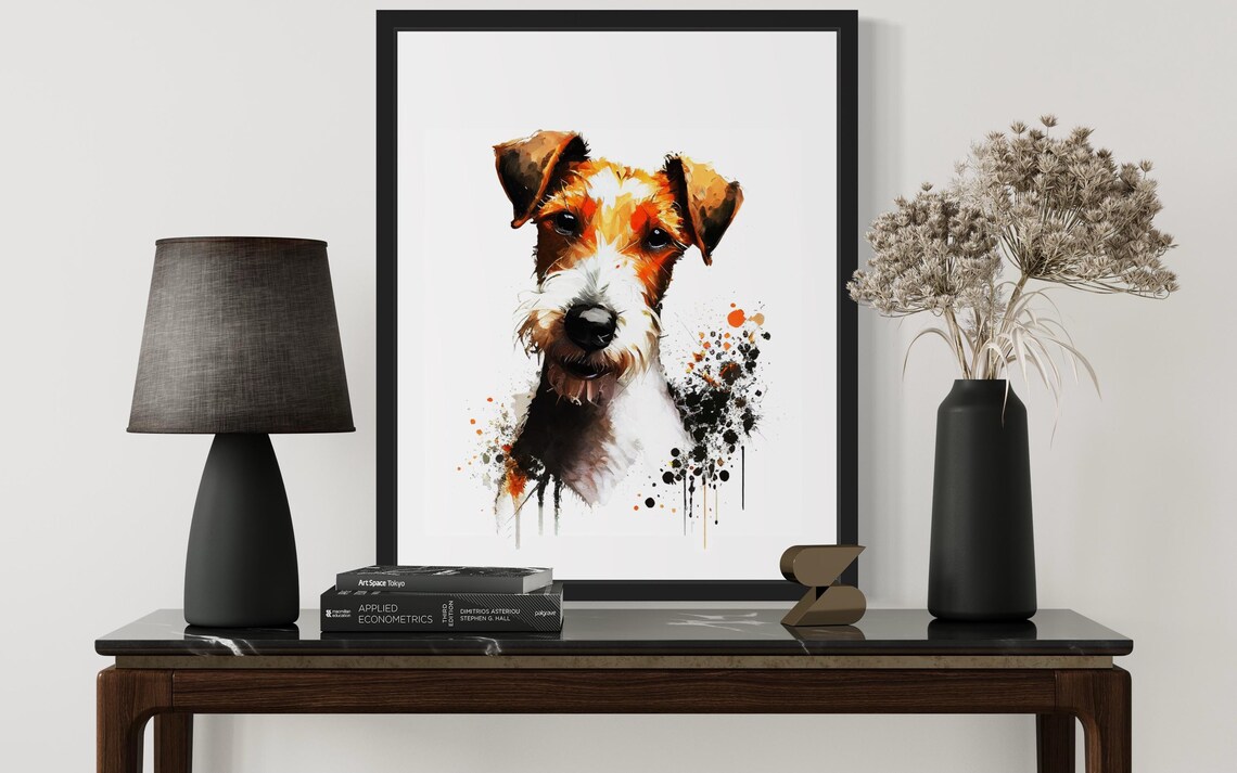 Fox Terrier Brown White Dog Watercolor Portrait Breed Art Poster - Image 3