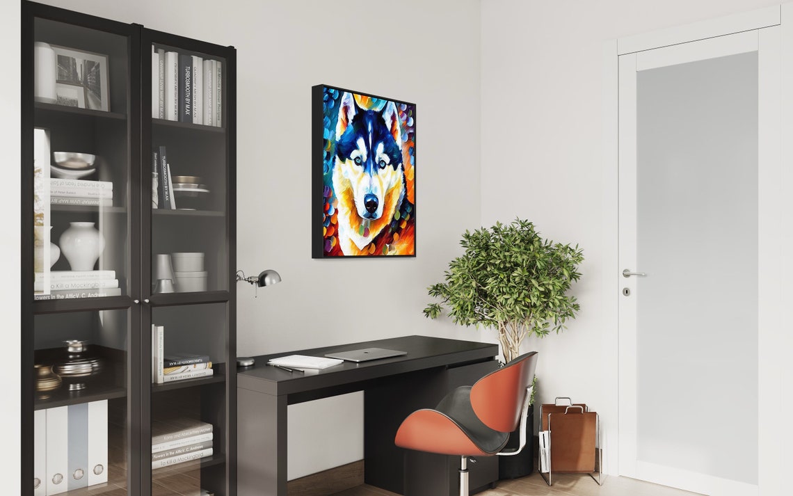 Siberian Husky Dog Blue Eyes Colorful Abstract Portrait Art Poster - Image 3