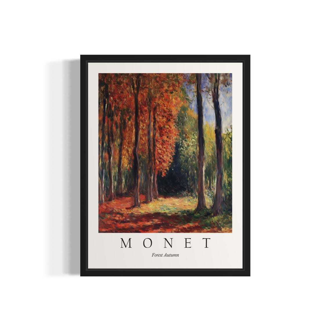 Forest Autumn Path Red Orange Trees Monet Landscape Art Poster