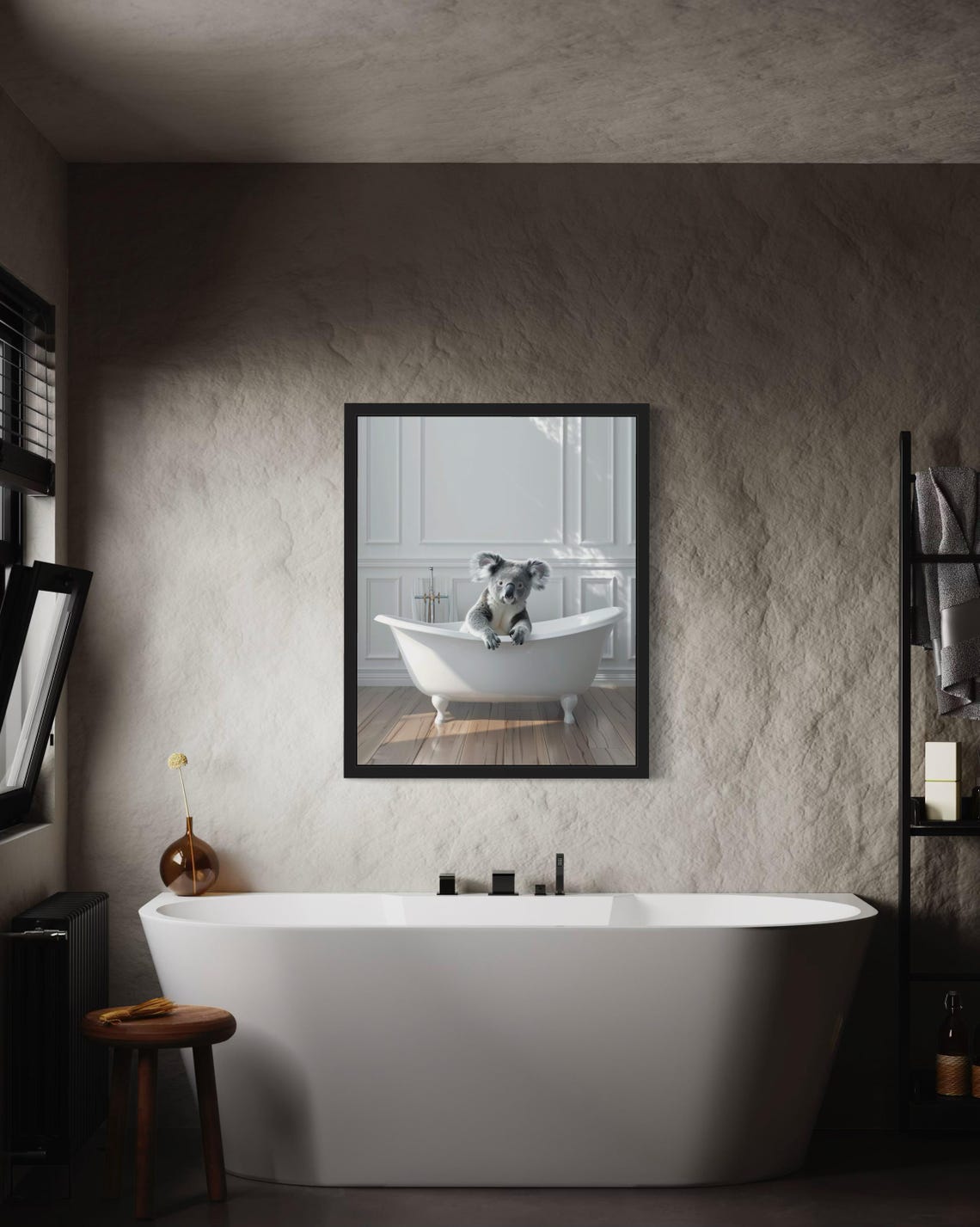 Koala Peeking Over a White Clawfoot Bathtub Elegant Photo Poster - Image 3