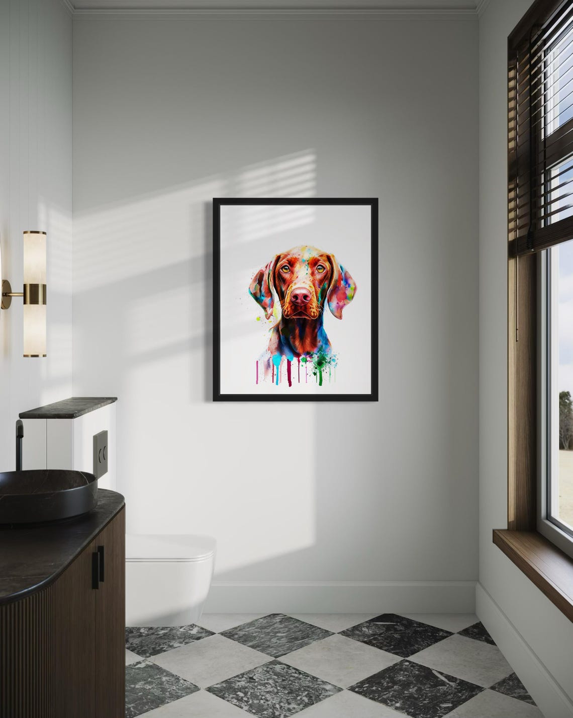 Vizsla Watercolor Portrait Rainbow Splash Dog Lover Art Poster - Image 4