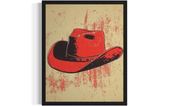Cowboy Hat Pop Art Print Wall Art Poster Original Paint Artwork Artwork Decor