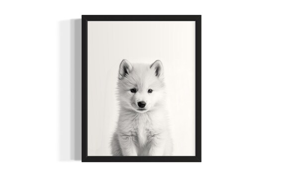 Artic Wolf Animal Black And White Poster Art Print Living Room Wall Original Paint Artwork Decor
