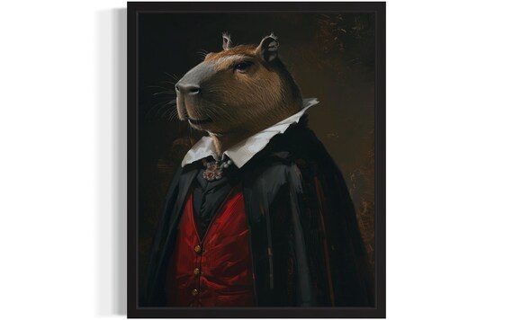 Capybara King Vampire Gothic Aristocrat Oil Painting Portrait Poster