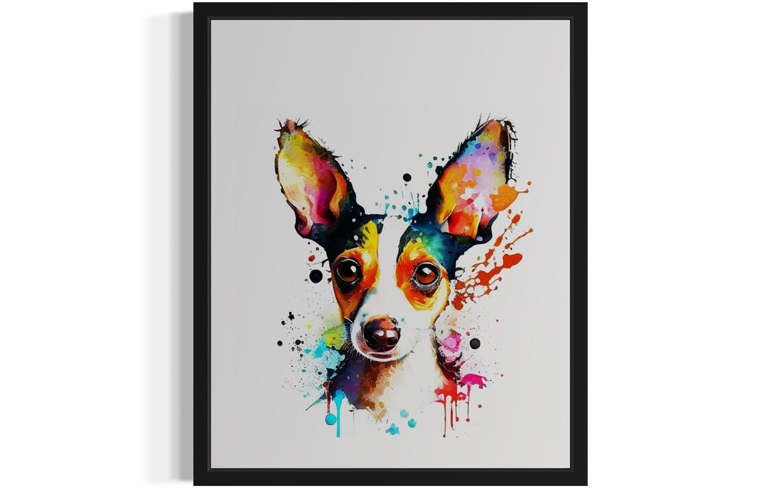 Toy Fox Terrier Watercolor Portrait Vivid Splash Dog Art Poster