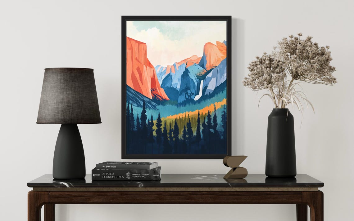 Yosemite Valley Granite Cliffs Waterfall National Park Boho Art Poster - Image 2