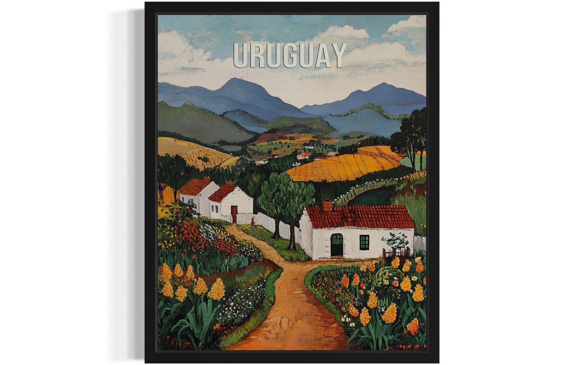Uruguay Countryside Village Vintage Travel Poster Scenic Artwork