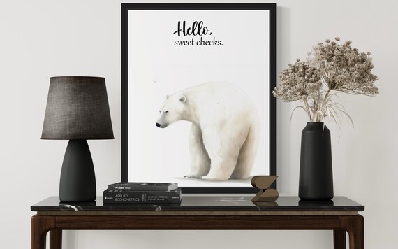 Hello Sweet Cheeks Polar Bear From Behind Bathroom Humor Poster