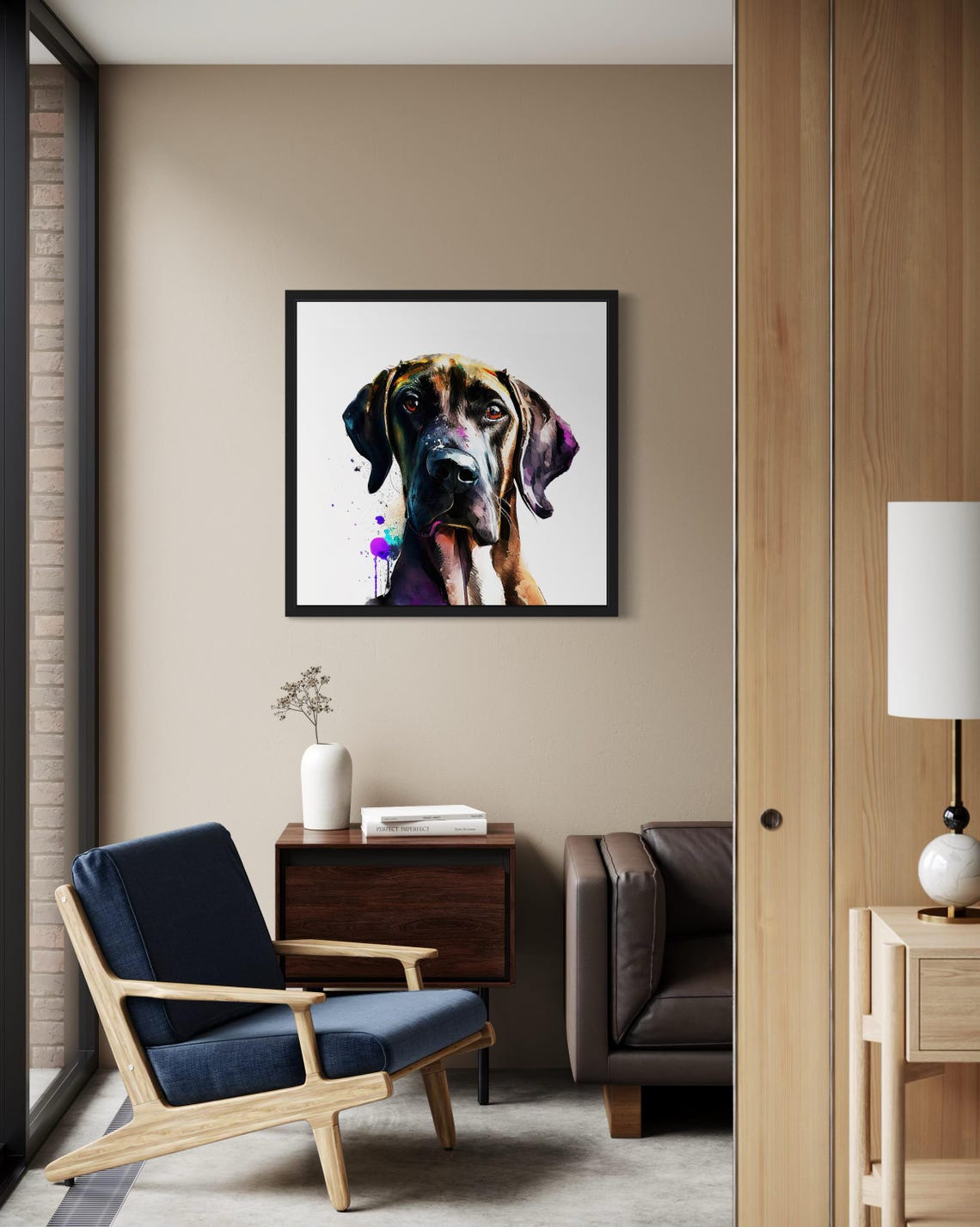 Sloughi Desert Hound Watercolor Portrait Sleek Breed Art Poster - Image 2