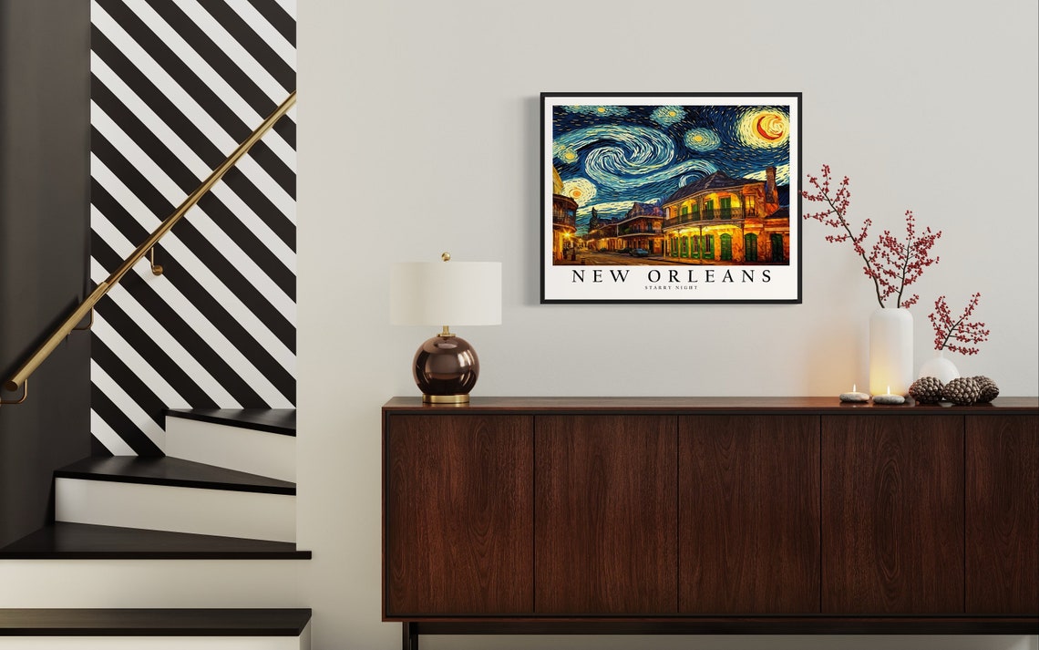 New Orleans French Quarter Van Gogh Starry Night Street Poster - Image 2