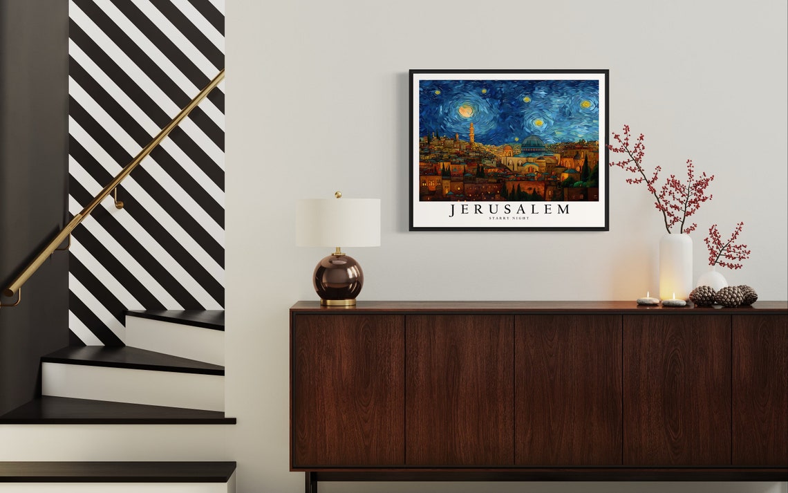Jerusalem Starry Night Art Print Van Gogh Jerusalem Poster Wall Art Original Jerusalem Painting Decor - Image 4