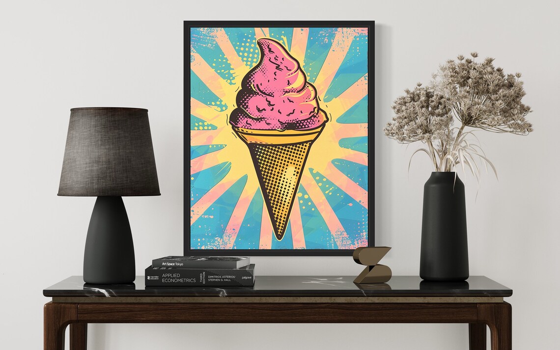 Ice Cream Cone Pop Art, Retro Vintage Decor - Image 3