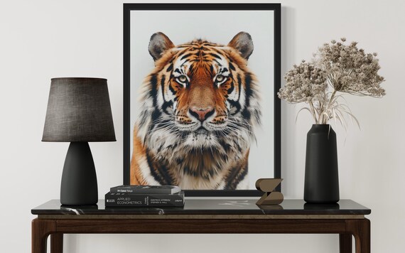 Majestic Tiger Portrait in Styled Room Wildlife Photo Poster