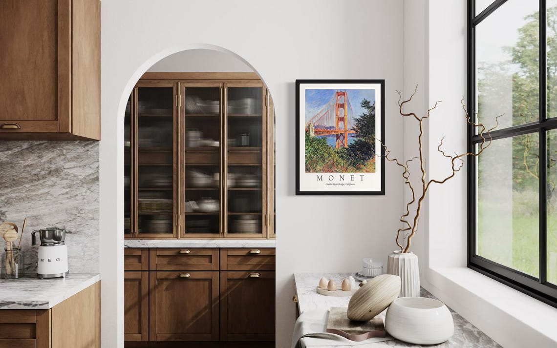 Golden Gate Bridge California Framed by Trees Monet Style Poster - Image 4
