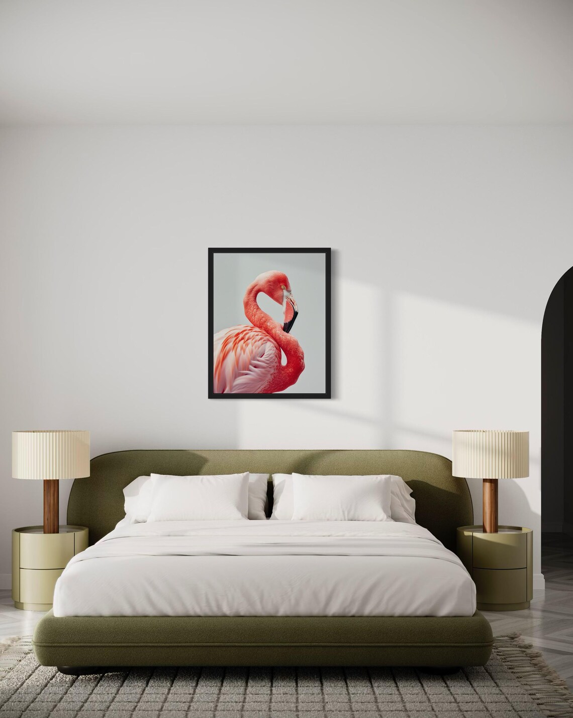 Elegant Pink Flamingo Neck Curve Minimalist Wildlife Photo Poster - Image 3